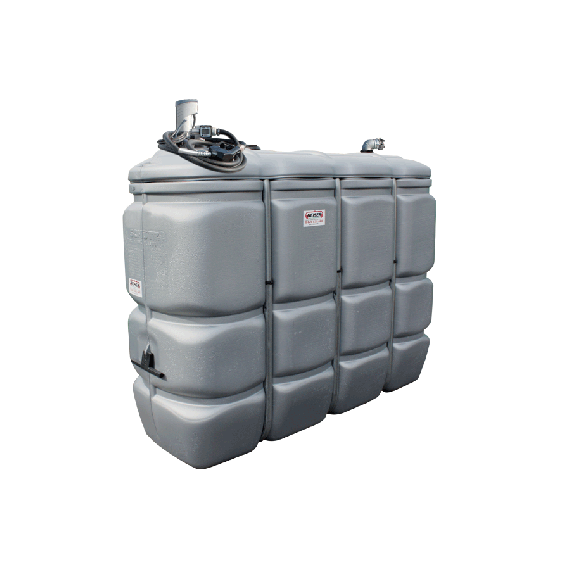 Geruchfreie doppelwandiger PEHD-Tankanlage für Treibstoff GRAU, 2000 Liter  