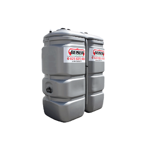 Geruchloser doppelwandiger PEHD-Tank für Treib-/Brennstoff, 750 Liter - GRAU  
