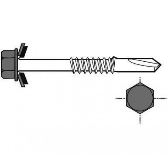 Lange Selbstbohrschraube für Metallstruktur, 6,3x120, Reseda-Grün RAL6011, 100 Stück  