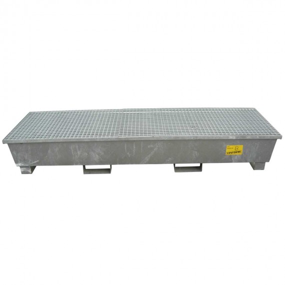 Verzinkte, längliche Auffangwanne, 4 Fässer - 208 Liter  